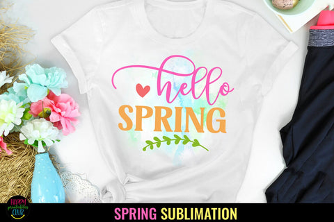 Hello Spring-Spring Sublimation I Spring Sublimation PNG Sublimation Happy Printables Club 