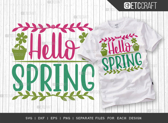 Hello Spring Svg Cut File | Rainbow Svg | Butterfly Svg | Flower Svg | Spring Svg | Hello Spring Svg | Dxf | Eps | Png | Tshirt Design | ETC T00034 SVG ETC Craft 