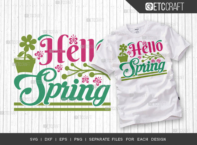 Hello Spring Svg Cut File | Rainbow Svg | Butterfly Svg | Flower Svg | Spring Svg | Hello Spring Svg | Dxf | Eps | Png | Tshirt Design | ETC T00034 SVG ETC Craft 