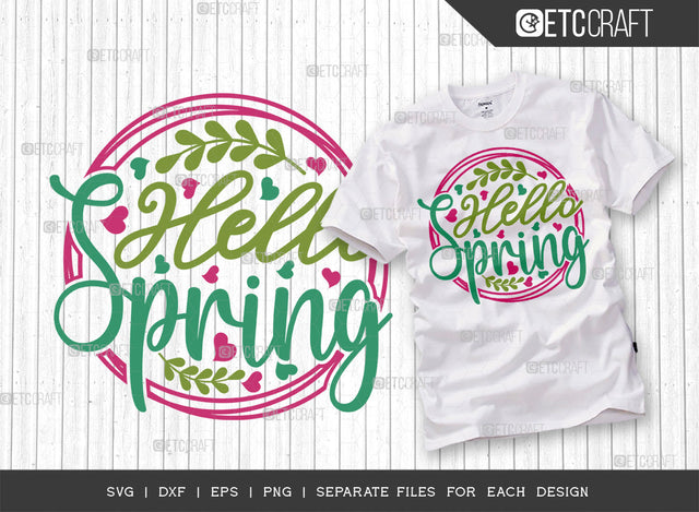 Hello Spring Svg Cut File | Rainbow Svg | Butterfly Svg | Flower Svg | Spring Svg | Hello Spring Svg | Dxf | Eps | Png | Tshirt Design | ETC T00034 SVG ETC Craft 