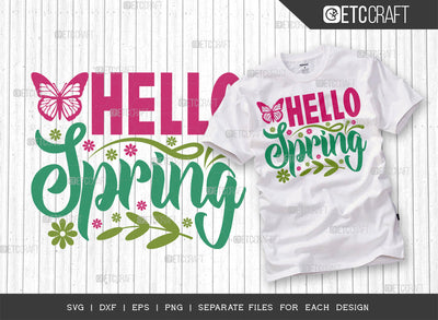 Hello Spring Svg Cut File | Rainbow Svg | Butterfly Svg | Flower Svg | Spring Svg | Hello Spring Svg | Tshirt Design SVG ETC Craft 