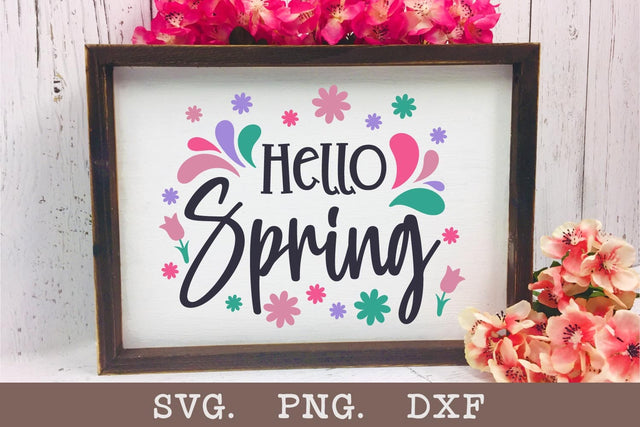 Hello Spring SVG Cut File SVG Shine Green Art 