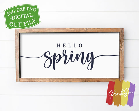 Hello Spring SVG Files, Spring Svg, Farmhouse Svg, Wood Sign Svg, Commercial Use, Cricut, Silhouette, Digital Cut Files, DXF PNG (1361479249) SVG PinkZou 