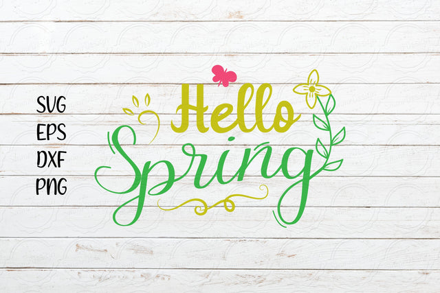 Hello Spring svg, Floral Spring Typography svg, Spring flower SVG SmmrDesign 