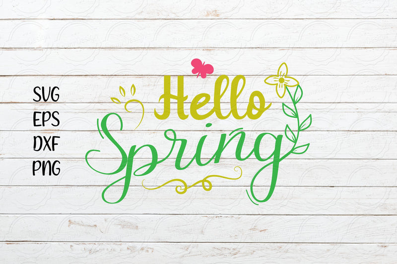 Hello Spring svg, Floral Spring Typography svg, Spring flower SVG SmmrDesign 