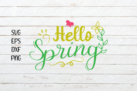 Hello Spring svg, Floral Spring Typography svg, Spring flower SVG SmmrDesign 