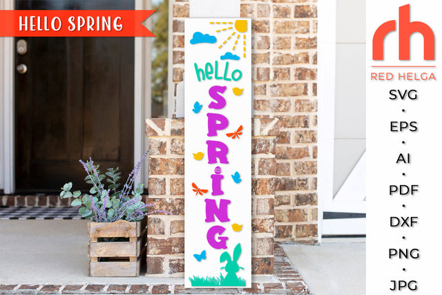 Hello Spring SVG - Porch Sign Cut File SVG RedHelgaArt 