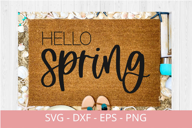 Hello Spring svg, Spring Flower svg, Spring Doormat svg, Silhouette File, Cricut Cut File, DIGITAL CUT FILE SVG Chamsae Studio 