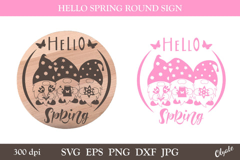 Hello Spring SVG. Spring gnome sign.Spring door sign SVG SVG Olga Terlyanskaya 