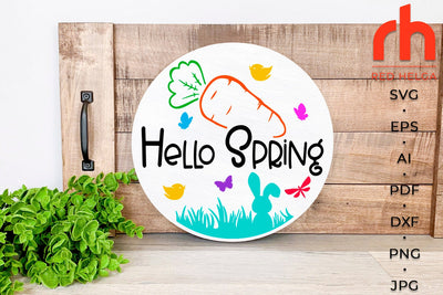 Hello Spring svg - Spring sign svg - Door hanger svg SVG RedHelgaArt 