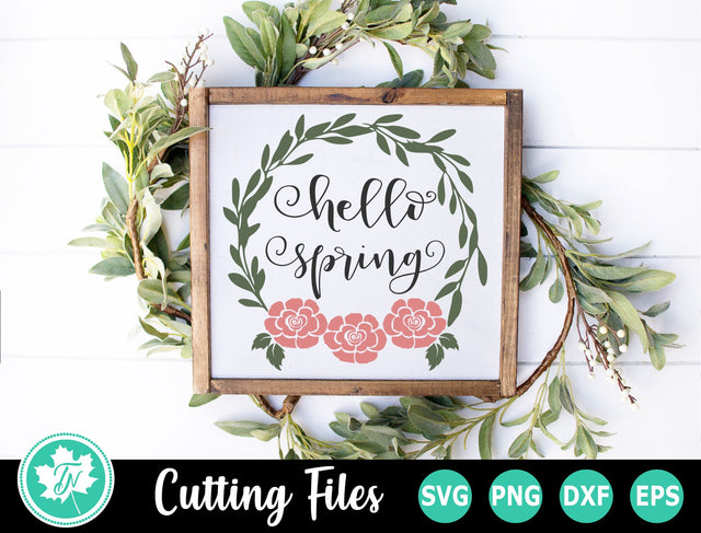 Hello Spring SVG | Spring Sign SVG | Wreath SVG SVG TrueNorthImagesCA 