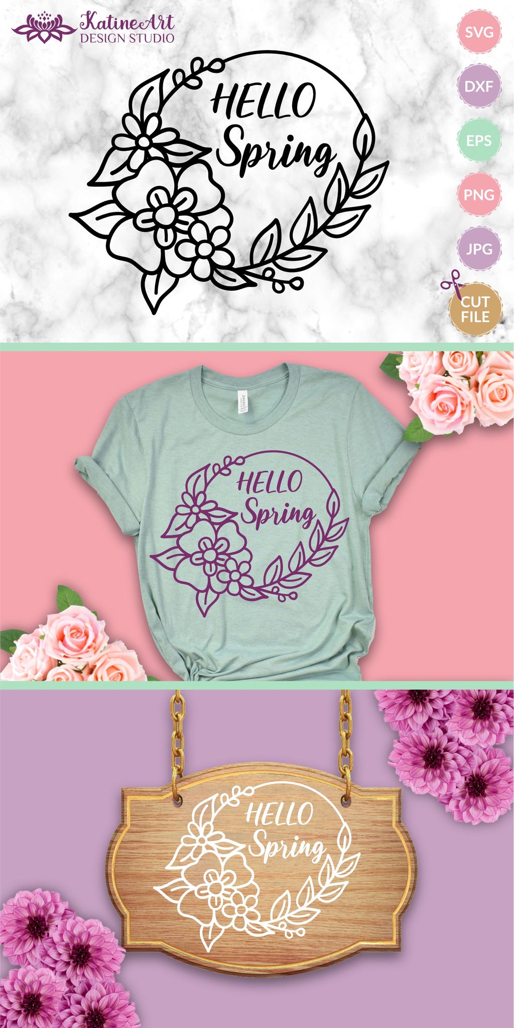 Hello spring svg, spring svg, spring flowers svg, hello svg, welcome ...