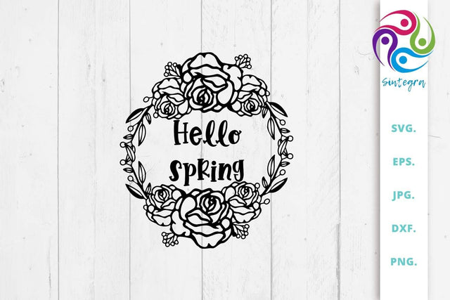 Hello Spring SVG, Spring Wreath SVG SVG Sintegra 