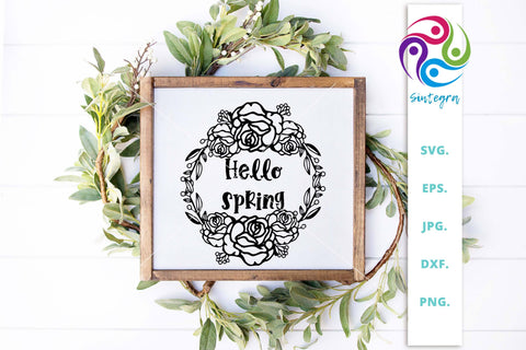 Hello Spring SVG, Spring Wreath SVG SVG Sintegra 