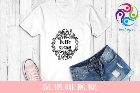 Hello Spring SVG, Spring Wreath SVG SVG Sintegra 