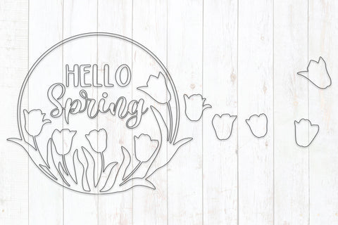 Hello Spring SVG - Tulips Sign Cut File SVG RedHelgaArt 