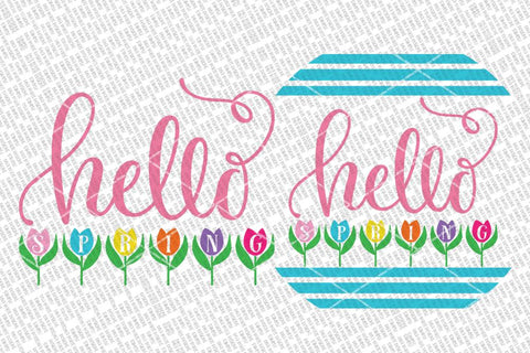 Hello Spring Tulips SVG | Round Farmhouse Sign | DXF and more! SVG Diva Watts Designs 