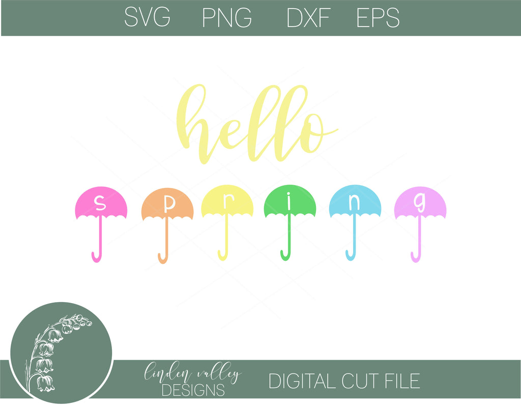 Hello Spring Umbrellas SVG - So Fontsy