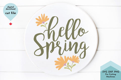 Hello Spring with Flowers Hand Drawn SVG Cut File SVG Lettershapes 