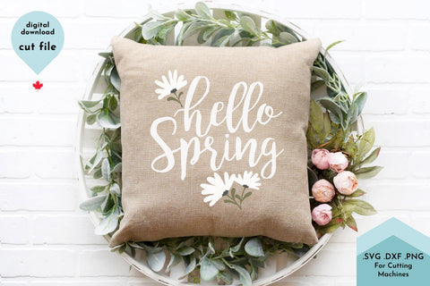 Hello Spring with Flowers Hand Drawn SVG Cut File SVG Lettershapes 