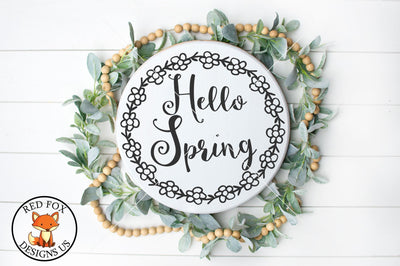 Hello Spring with flowers in wreath SVG PNG DXF | Spring SVG | Easter SVG SVG RedFoxDesignsUS 