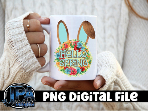 Hello Spring Wreath PNG Sublimation JPA Designz 