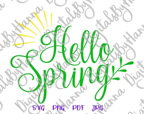 Hello Sring Print & Cut SVG Digitals by Hanna 