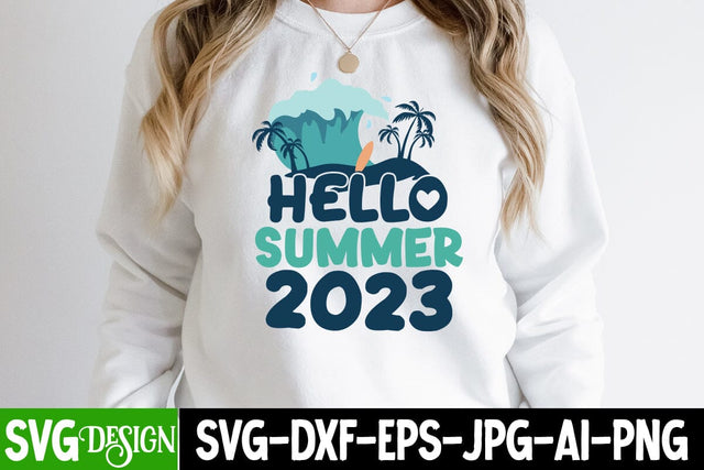 Hello Summer 2023 SVG Cut File , Hello Summer 2023 Sublimation Design SVG BlackCatsMedia 