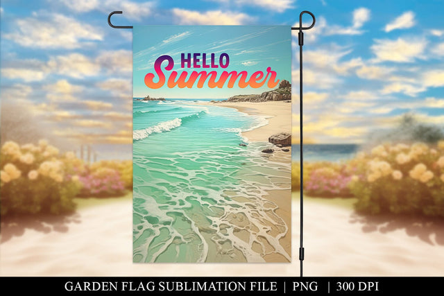 Hello Summer Beach Garden Flag Sublimation Design Sublimation BijouBay 