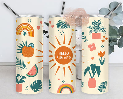 Hello summer boho abstract tumbler, Boho Sun Design Png, Boho Sublimation Design, Instant Download Sublimation Rabbitmakies 