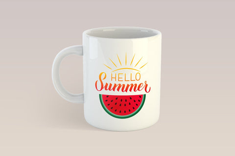 Hello summer calligraphy lettering with watermelon Sublimation LaBelezoka 