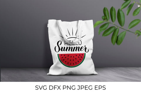 Hello summer calligraphy lettering with watermelon SVG SVG LaBelezoka 