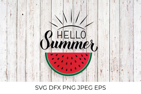 Hello summer calligraphy lettering with watermelon SVG SVG LaBelezoka 