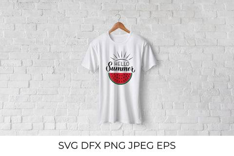 Hello summer calligraphy lettering with watermelon SVG SVG LaBelezoka 