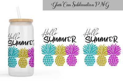 Hello Summer Can Glass Wrap Sublimation WatercolorColorDream 