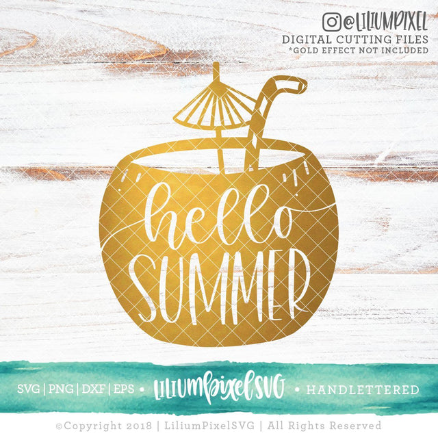 Hello Summer Coconut SVG Lilium Pixel SVG 
