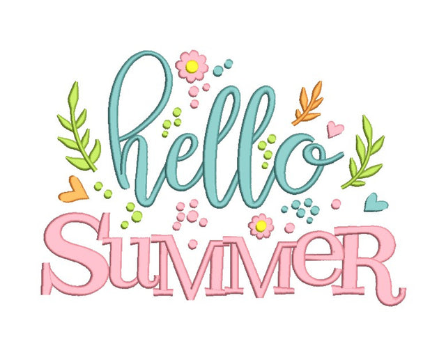 Hello Summer Embroidery Design, 3 sizes Embroidery/Applique DESIGNS Nino Nadaraia 