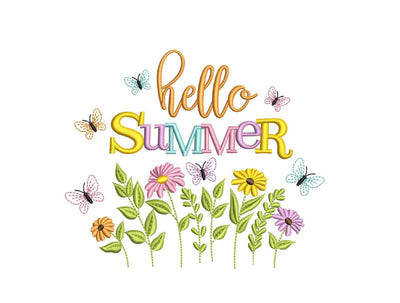 Hello Summer Embroidery Design, 4 sizes, Instant Download Embroidery/Applique DESIGNS Nino Nadaraia 