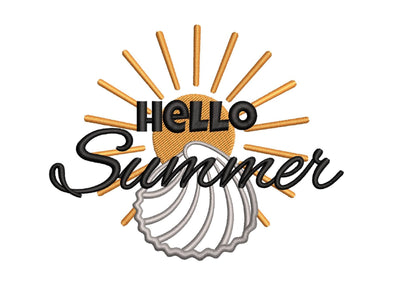 Hello summer embroidery Design, Beach embroidery, 5 sizes Embroidery/Applique DESIGNS Nino Nadaraia 