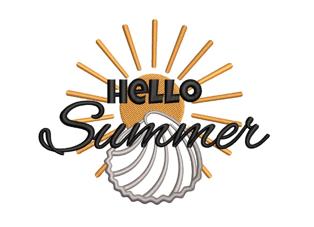 Hello summer embroidery Design, Beach embroidery, 5 sizes Embroidery/Applique DESIGNS Nino Nadaraia 