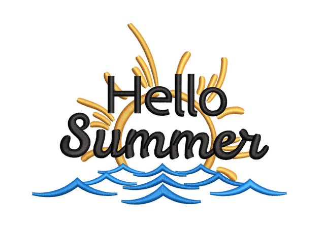 Hello Summer Embroidery Design, Beach Embroidery File, 5 sizes Embroidery/Applique DESIGNS Nino Nadaraia 