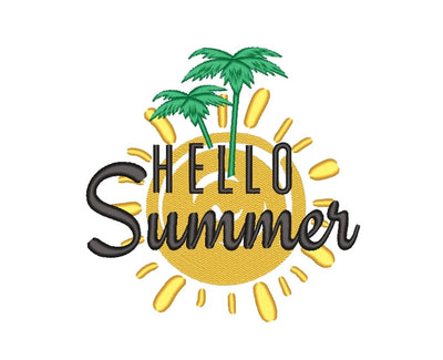 Hello Summer Embroidery Design, Beach embroidery, Machine embroidery design, 4 sizes Embroidery/Applique DESIGNS Nino Nadaraia 