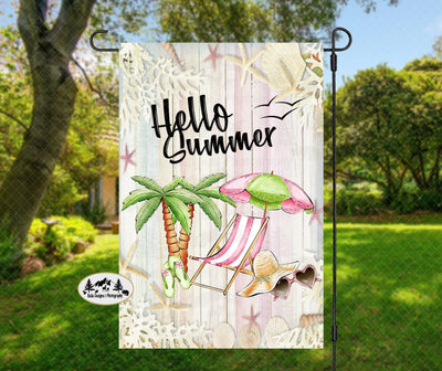 Hello Summer Garden Flag Sublimation Belle Designs & Photography 