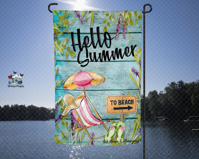 Hello Summer Garden Flag Sublimation Belle Designs & Photography 