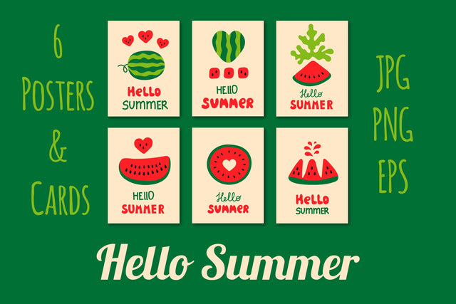 Hello Summer Greeting Cards Sublimation Rin Green 
