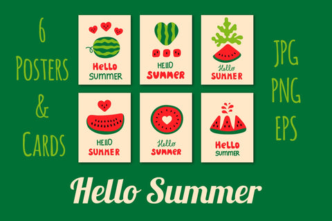 Hello Summer Greeting Cards Sublimation Rin Green 