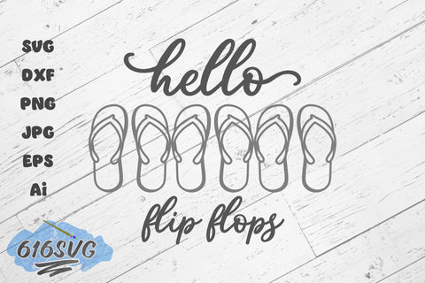 Hello Summer Hello Flip Flops Laser Design SVG 616SVG 
