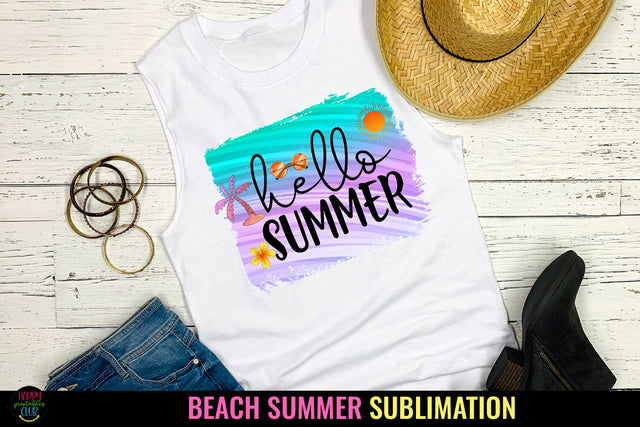 Hello Summer I Summer Sublimation I Beach Sublimation Sublimation Happy Printables Club 