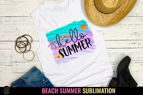 Hello Summer I Summer Sublimation I Beach Sublimation Sublimation Happy Printables Club 