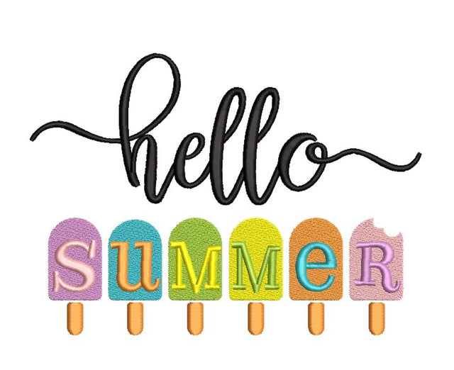 Hello Summer Ice Cream Machine Embroidery Design, 4 sizes, Instant Download Embroidery/Applique DESIGNS Nino Nadaraia 